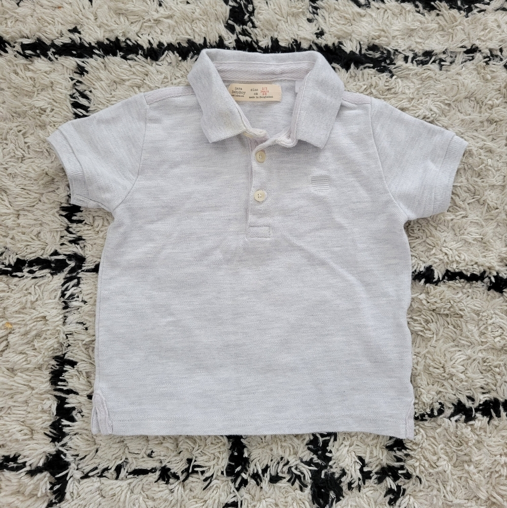 Zara BabyBoy Collection Polo Shirt 2/3 Years Heather Gray/White